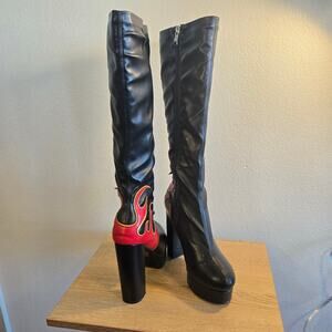 Size 8 Nasty Gal "Flamin' Hot" Platform Knee-High Boots